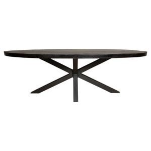 Dining Table – Mango Wood, Oval Shape, Metal Frame – Denver | Starfurn