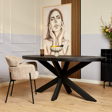Esszimmertisch – Mangoholz Material, Metallgestell, Oval Design, 180 cm - Denver | Starfurn