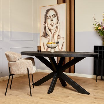 Esszimmertisch – Mangoholz Material, Metallgestell, Oval Design, 180 cm - Denver | Starfurn