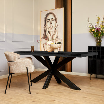 Esszimmertisch – Mangoholz Material, Metallgestell, Rechteckig Design, 200 cm - Denver | Starfurn