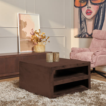 Couchtisch – Mangoholz Material, Walnussoberfläche, Minimalistisches Design – Brussel | Starfurn