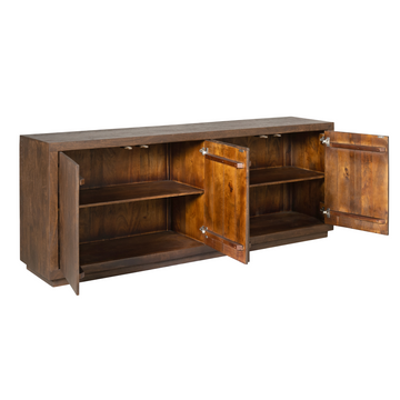 Sideboard - Braunes Mangoholz, Grifflose Türen, Geradliniges Design, 200 cm – Brussel | Starfurn