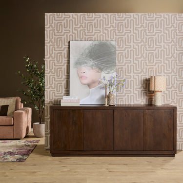 Sideboard - Braunes Mangoholz, Grifflose Türen, Geradliniges Design, 200 cm – Brussel | Starfurn
