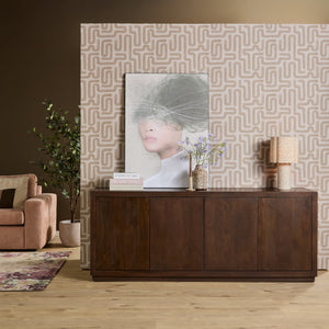 Sideboard - Braunes Mangoholz, Grifflose Türen, Geradliniges Design, 200 cm – Brussel | Starfurn