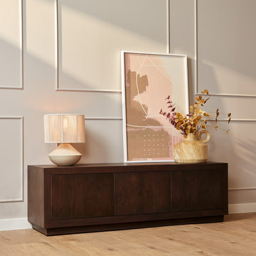 TV Units – Mango Wood Material, Brown Finish, Handleless Design – Brussel | Starfurn
