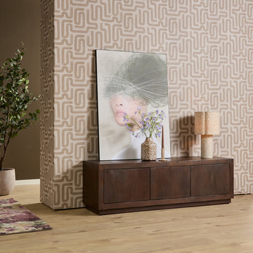 TV Units – Mango Wood Material, Brown Finish, Handleless Design – Brussel | Starfurn