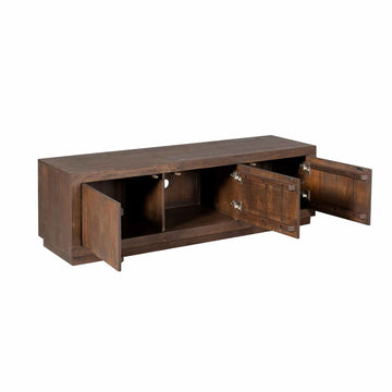 TV Units – Mango Wood Material, Brown Finish, Handleless Design – Brussel | Starfurn