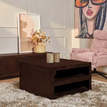 Couchtisch – Braune Oberfläche, Modernes Design, Praktischer Stauraum – Brussel | Starfurn