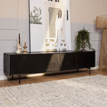 TV Furniture – Mango Wood, Black Metal, Slat Front – Madison | Starfurn