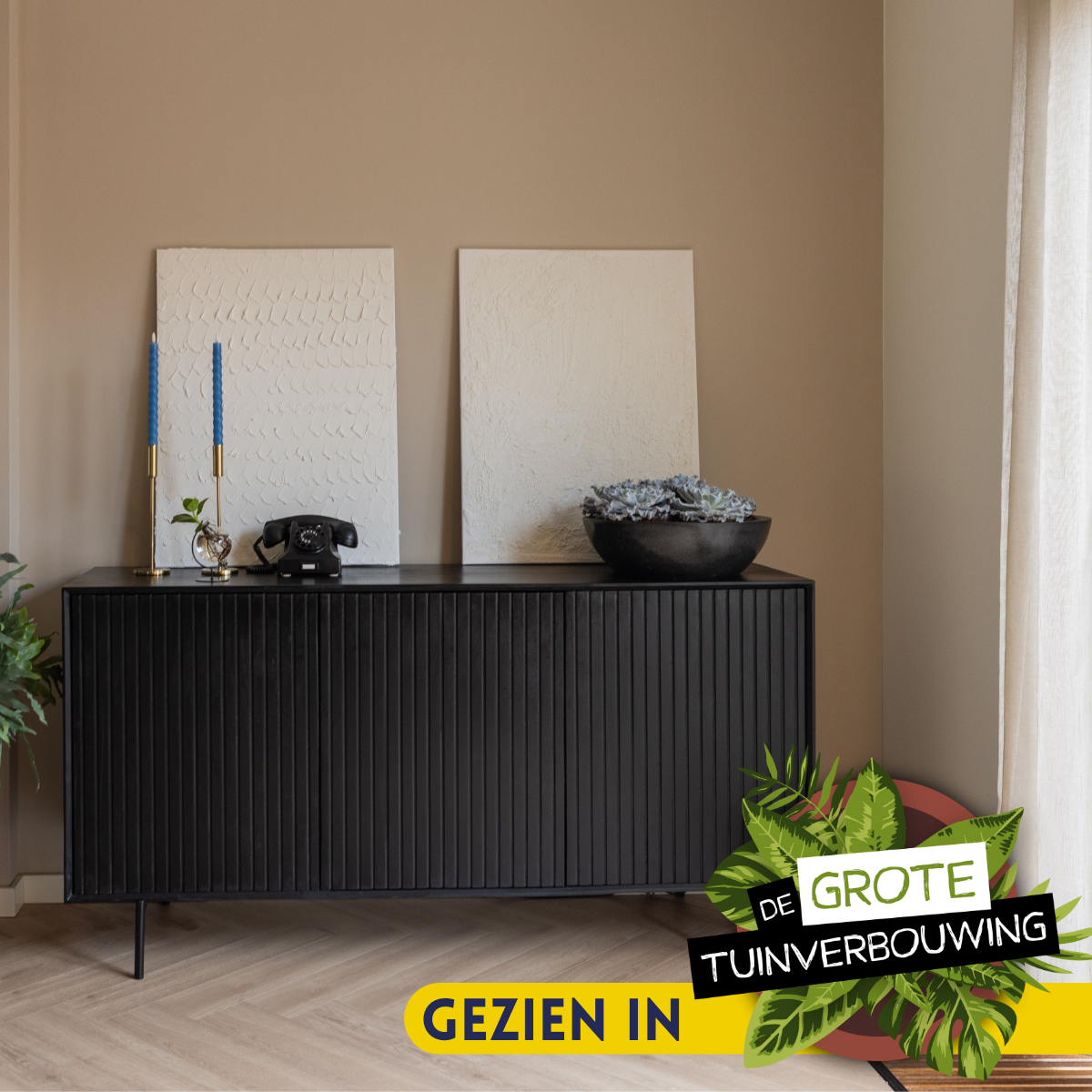 Sideboard – Mangoholz Korpus, Metallgestell, Schwarze Oberfläche – Madison | Starfurn
