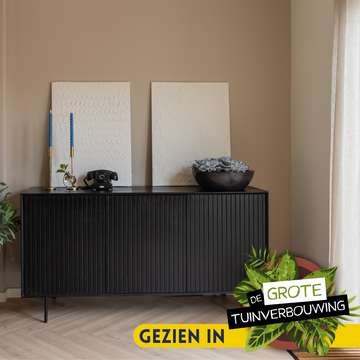 Sideboard – Mangoholz Korpus, Metallgestell, Schwarze Oberfläche – Madison | Starfurn