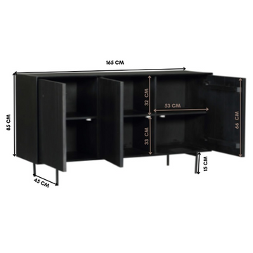 Sideboard – Mangoholz Korpus, Metallgestell, Schwarze Oberfläche – Madison | Starfurn