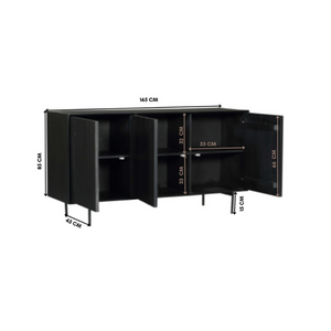 Sideboard – Mangoholz Korpus, Metallgestell, Schwarze Oberfläche – Madison | Starfurn