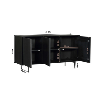 Sideboard – Mangoholz Korpus, Metallgestell, Schwarze Oberfläche – Madison | Starfurn