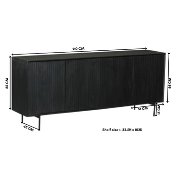 Sideboard – Mango Holz, Vertikale Lamellenfront, Metallrahmen – Madison | Starfurn