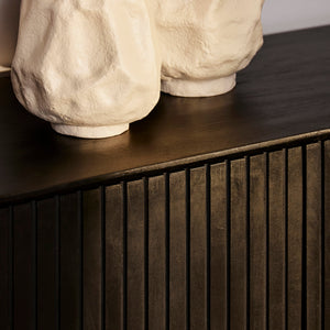 Sideboard – Mango Wood, Vertical Slatted Front, Metal Frame – Madison | Starfurn
