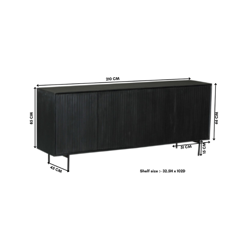 Sideboard – Mango Wood, Vertical Slatted Front, Metal Frame – Madison | Starfurn
