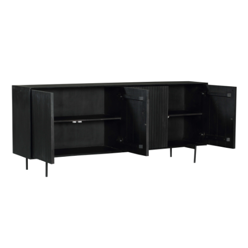 Sideboard – Mango Wood, Vertical Slatted Front, Metal Frame – Madison | Starfurn