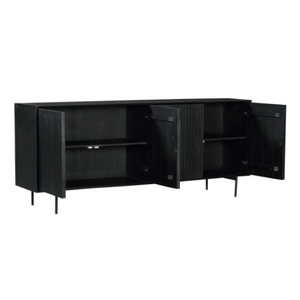 Sideboard – Mango Wood, Vertical Slatted Front, Metal Frame – Madison | Starfurn