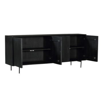 Sideboard – Mango Holz, Vertikale Lamellenfront, Metallrahmen – Madison | Starfurn