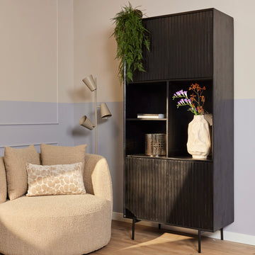 Bookcase - Solid Wood, Metal Frame, 4 Doors & 3 Compartments – Madison | Starfurn