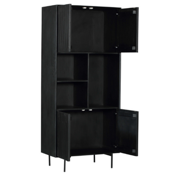 Bookcase - Solid Wood, Metal Frame, 4 Doors & 3 Compartments – Madison | Starfurn