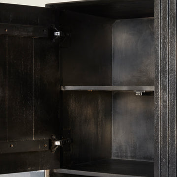 schrank – Mango Holz, Offene Fächer, Schwarzes Finish – Madison | Starfurn
