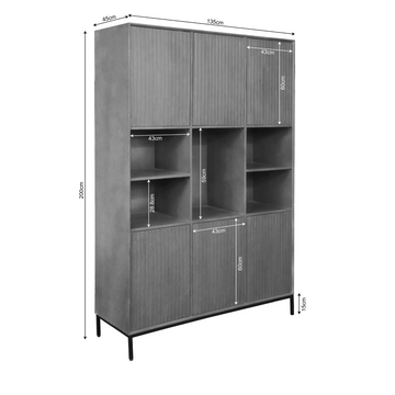 schrank – Mango Holz, Offene Fächer, Schwarzes Finish – Madison | Starfurn
