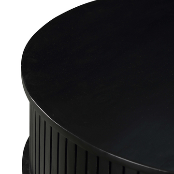 Coffee Table – Mango Wood, Black Metal, Slatted Look – Madison | Starfurn