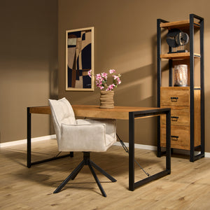 Esszimmertisch - Mangoholz Natur, U Gestell, Schwarz Metall, 140 cm – Boaz | Starfurn