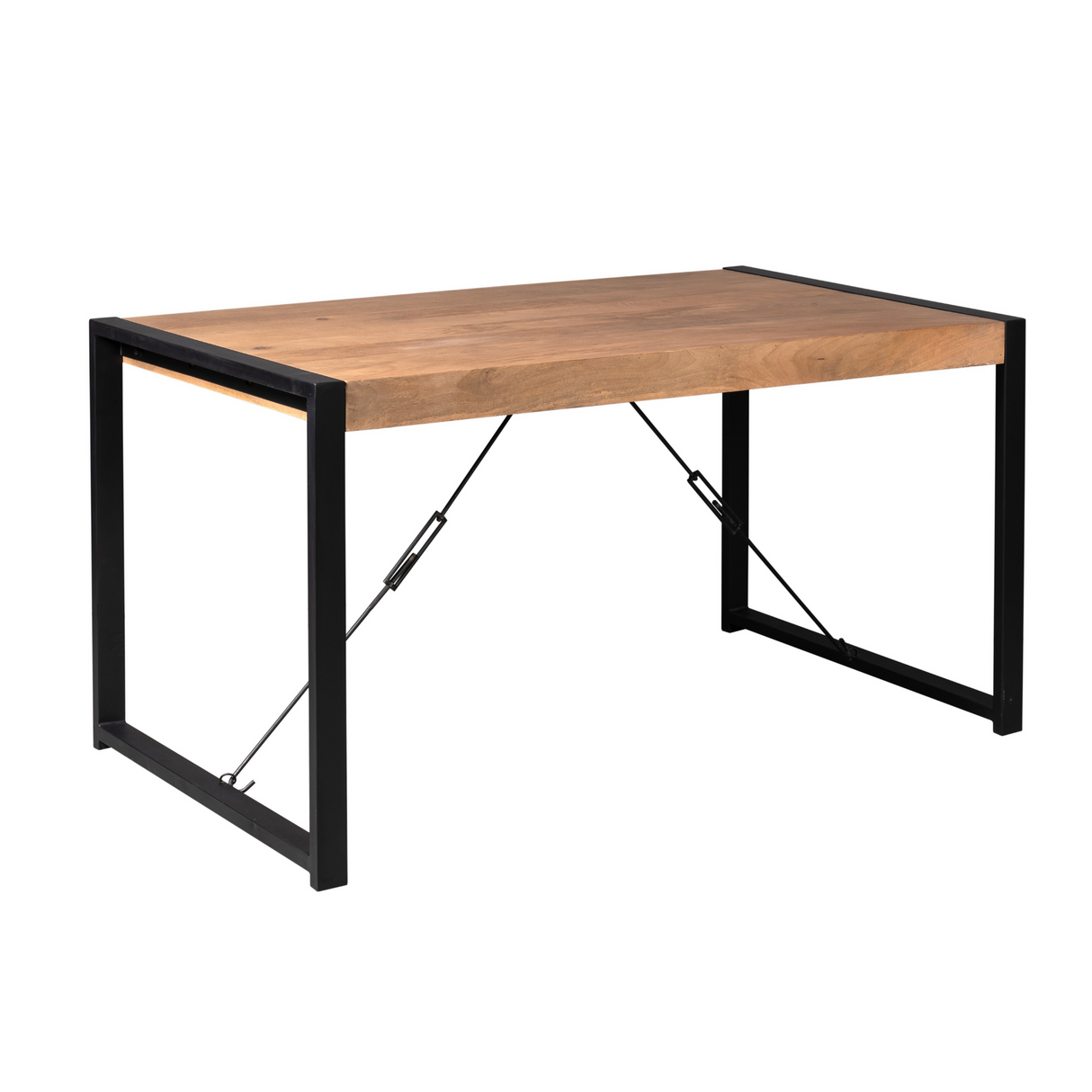 Esszimmertisch - Mangoholz Natur, U Gestell, Schwarz Metall, 140 cm – Boaz | Starfurn