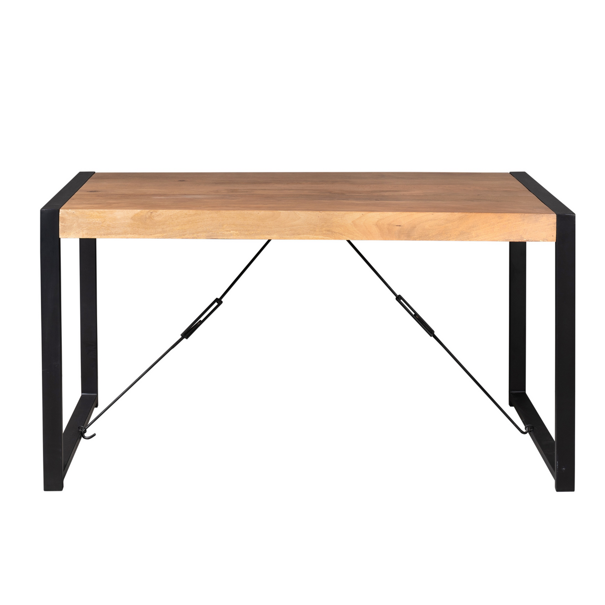 Esszimmertisch - Mangoholz Natur, U Gestell, Schwarz Metall, 140 cm – Boaz | Starfurn