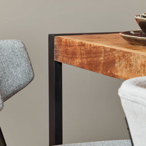 Esszimmertisch - Mangoholz Natur, U Gestell, Schwarz Metall, 140 cm – Boaz | Starfurn