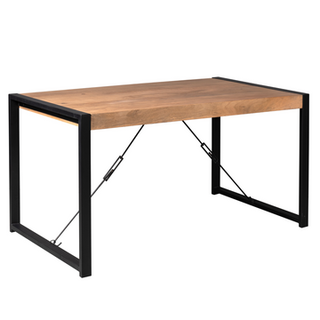 Esszimmertisch - Mangoholz Natur, U Gestell, Schwarz Metall, 160 cm – Boaz | Starfurn
