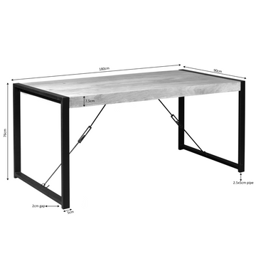 Dining Table – Rectangular Design, Mango Wood, Metal Frame – Boaz | Starfurn