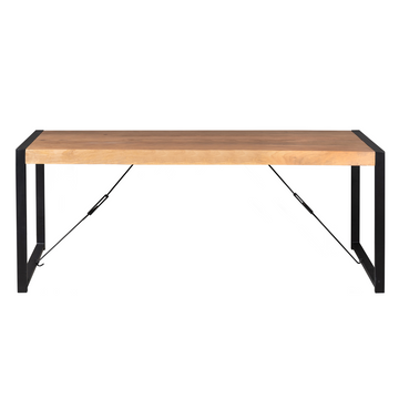 Esszimmertisch - Mangoholz Natur, U Gestell, Schwarz Metall, 200 cm – Boaz | Starfurn