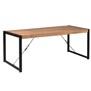 Esszimmertisch - Mangoholz Natur, U Gestell, Schwarz Metall, 200 cm – Boaz | Starfurn