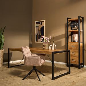 Dining Table – Mango Wood Tabletop, Metal Frame, Natural Finish – Boaz | Starfurn