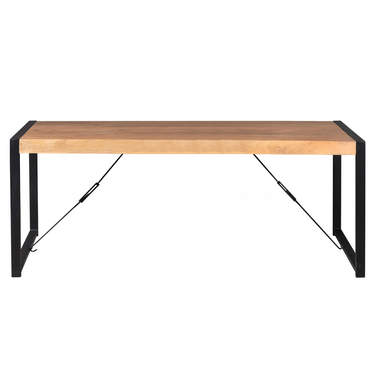 Esszimmertisch - Mangoholz Natur, U Gestell, Schwarz Metall, 220 cm – Boaz | Starfurn