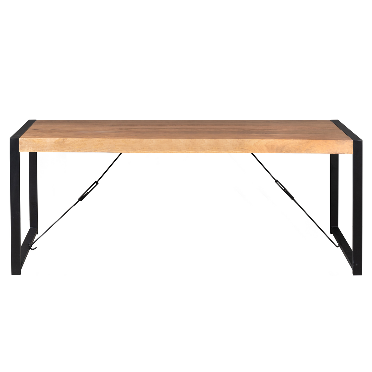 Dining Table – Mango Wood Tabletop, Metal Frame, Natural Finish – Boaz | Starfurn