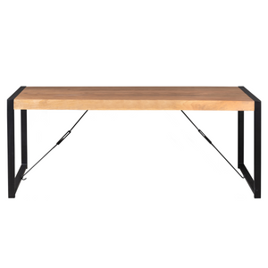 Dining Table – Mango Wood Tabletop, Metal Frame, Natural Finish – Boaz | Starfurn
