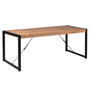 Dining Table – Mango Wood Tabletop, Metal Frame, Natural Finish – Boaz | Starfurn