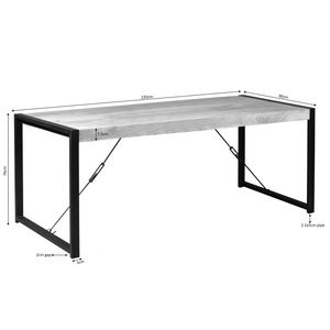 Dining Table – Mango Wood Tabletop, Metal Frame, Natural Finish – Boaz | Starfurn