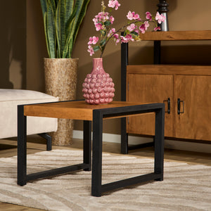 Side table – Modern design, natural color, mango wood and metal – Boaz | Starfurn
