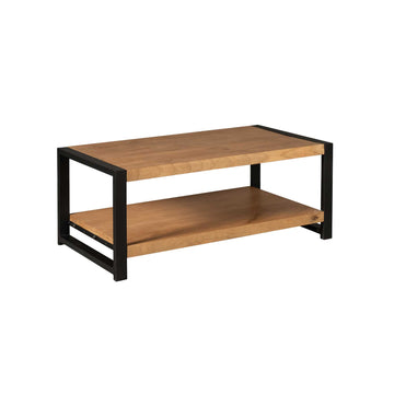 Couchtisch - Mangoholz Natur, Schwarze Beine, Untere Ablage, 110 cm – Boaz | Starfurn