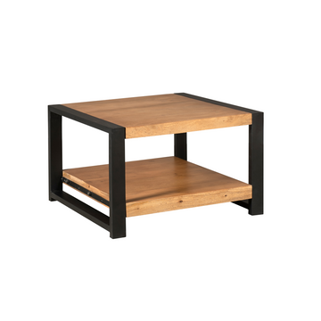 Couchtisch - Mangoholz Natur, Schwarze Beine, Untere Ablage, 80 cm – Boaz | Starfurn