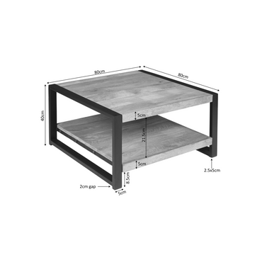 Couchtisch - Mangoholz Natur, Schwarze Beine, Untere Ablage, 80 cm – Boaz | Starfurn