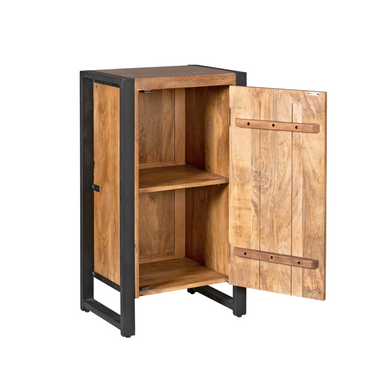 Schrank - Mangoholz Natur, Schwarze Akzente, Metallbeine – Boaz | Starfurn