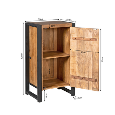 Schrank - Mangoholz Natur, Schwarze Akzente, Metallbeine – Boaz | Starfurn