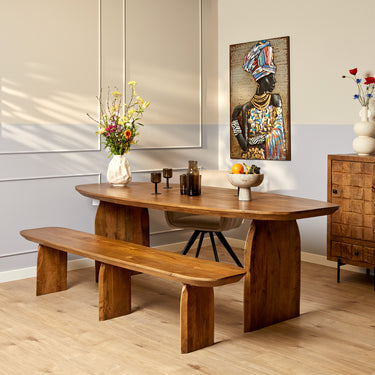 Esszimmerbank - Mangoholz Massiv, Klare Form, Zeitloses Design, 220 cm – Tense | Starfurn